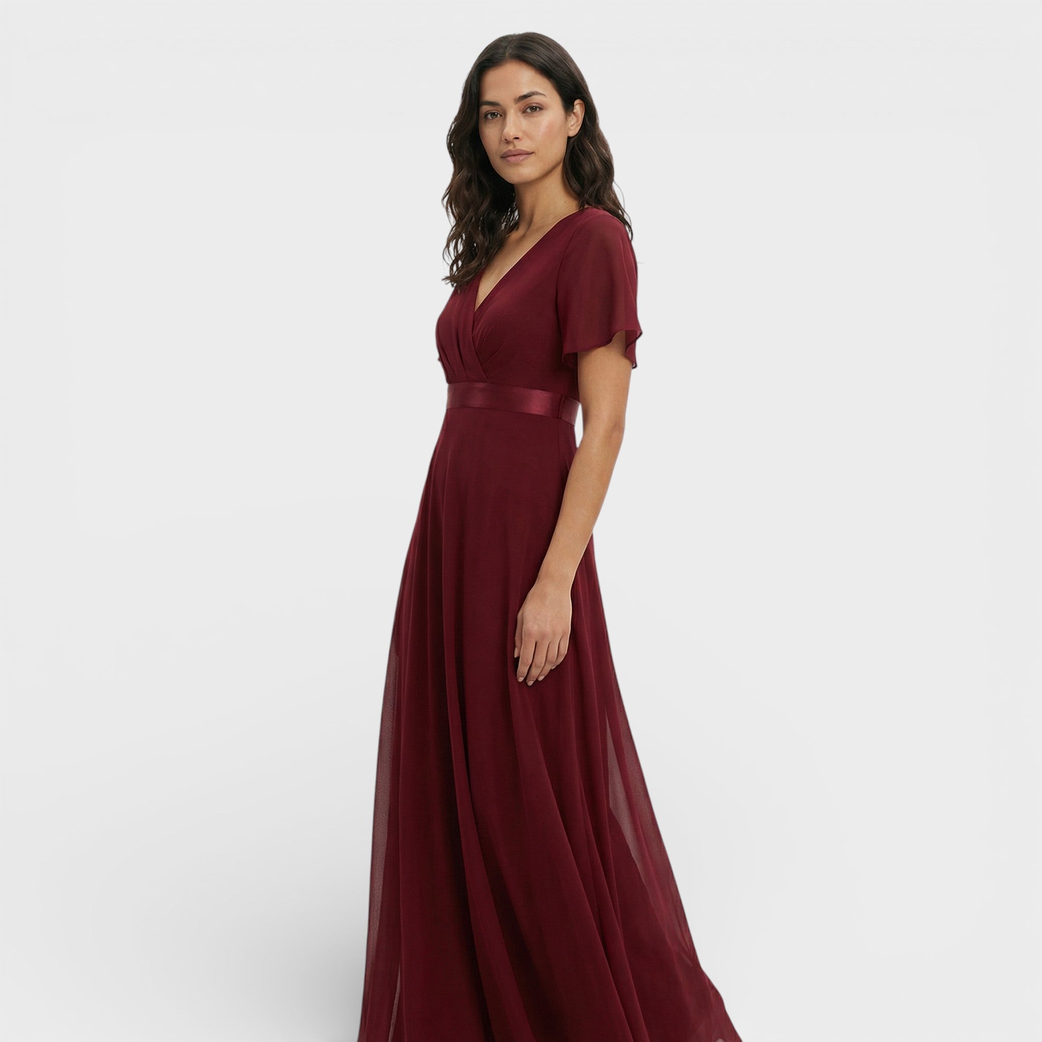 Bruiloft gast | Chiffon avondjurk met ruches 10