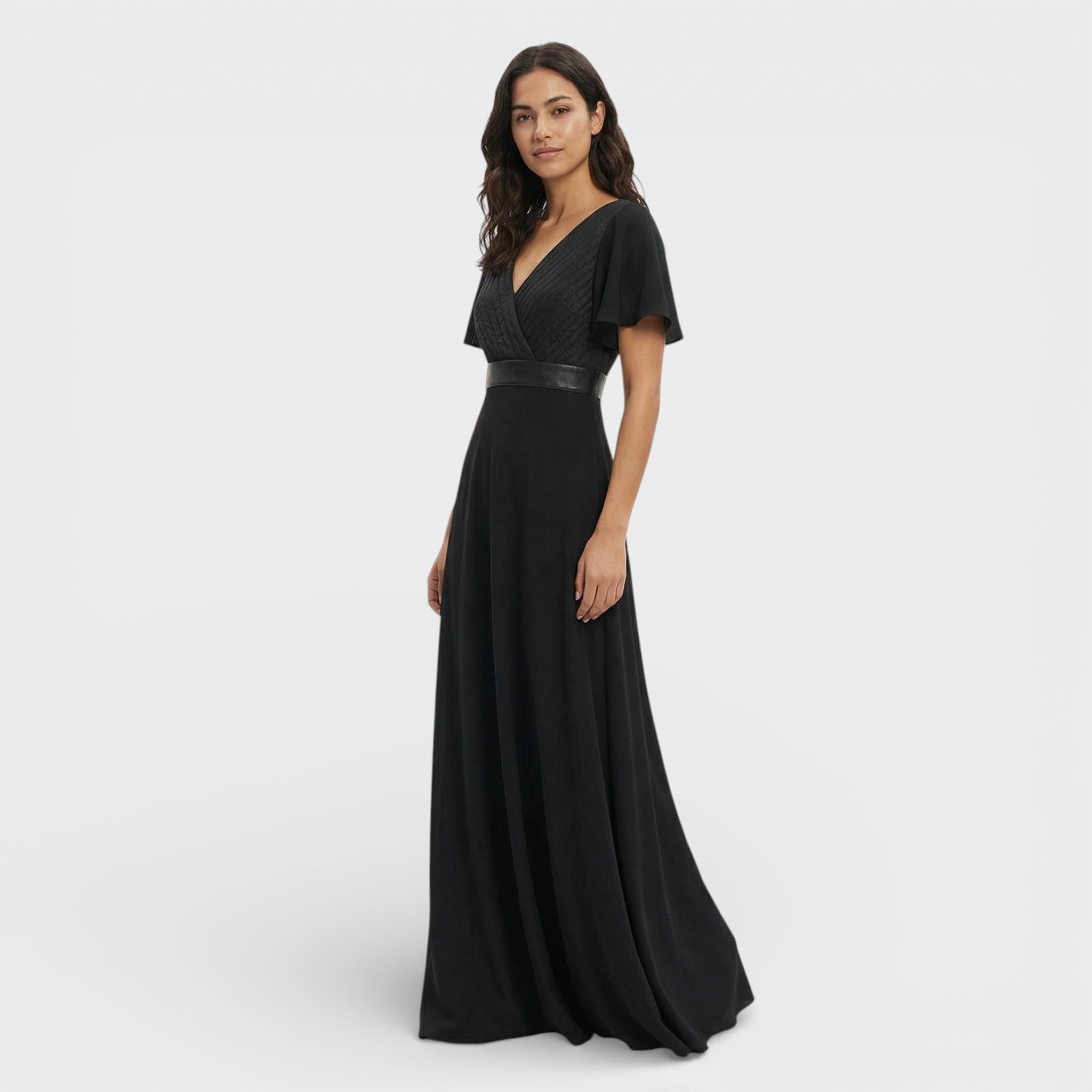 Bruiloft gast | Chiffon avondjurk met ruches 9