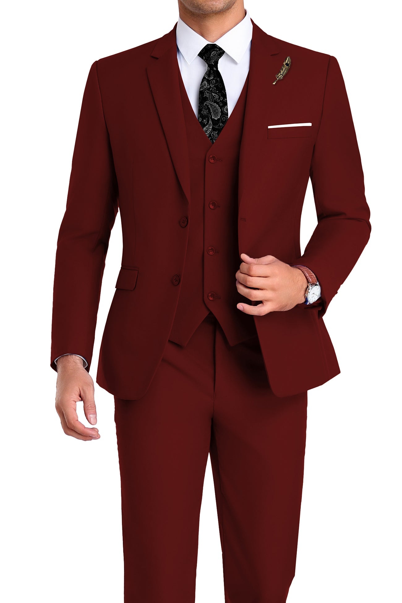 Business Prom | Slim-fit 3-delig tuxedo met klepzakken 35