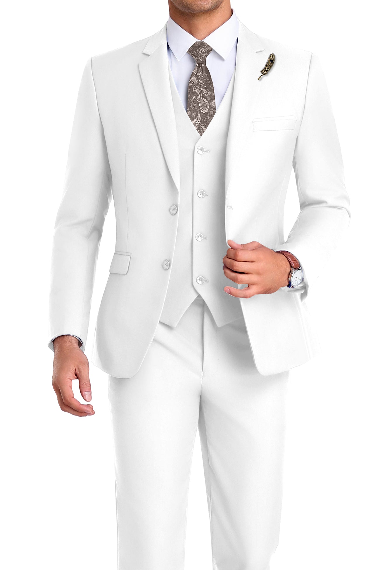 Business Prom | Slim-fit 3-delig tuxedo met klepzakken 36
