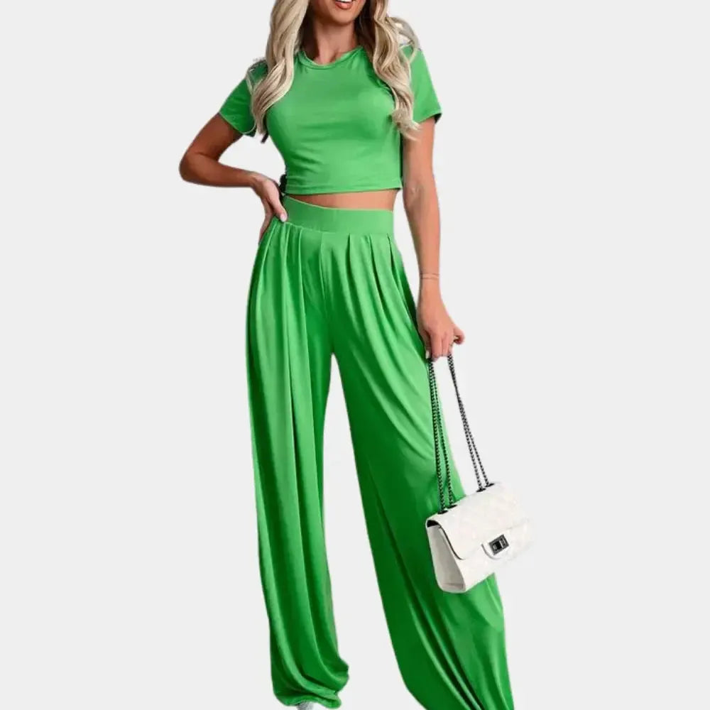 Isabeau - Ensemble deux pièces confortable avec top à manches courtes et pantalon pour femmes