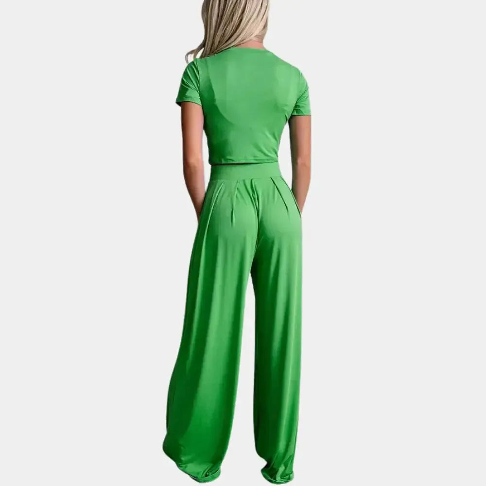 Isabeau - Ensemble deux pièces confortable avec top à manches courtes et pantalon pour femmes