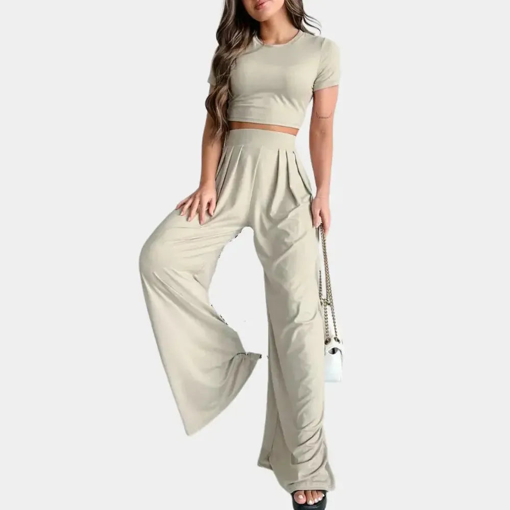 Isabeau - Ensemble deux pièces confortable avec top à manches courtes et pantalon pour femmes