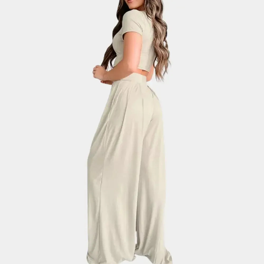 Isabeau - Ensemble deux pièces confortable avec top à manches courtes et pantalon pour femmes