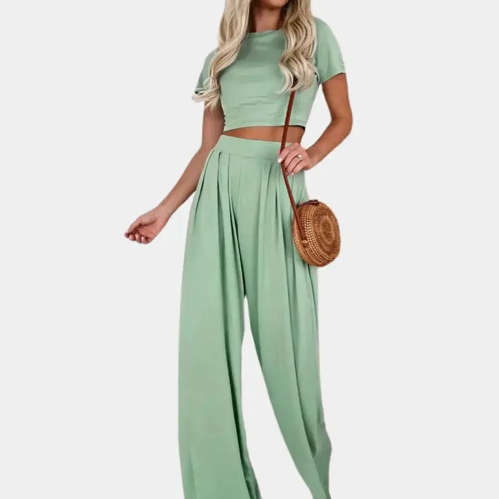 Isabeau - Ensemble deux pièces confortable avec top à manches courtes et pantalon pour femmes