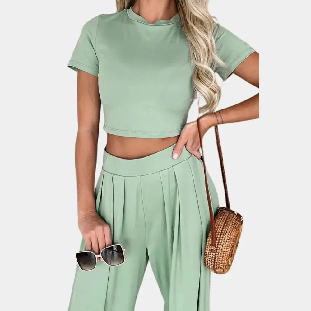 Isabeau - Bequemes Zweiteiliges Set mit Kurzarm-Top und Hose für Damen