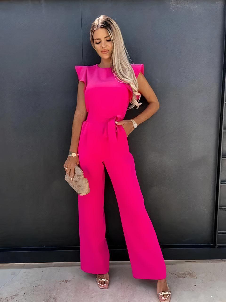 Ellen - Stilvoller Jumpsuit mit kurzen Ärmeln und Gürtel für Damen