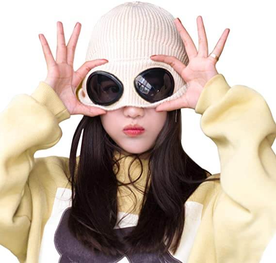 CP Company | Geribbelde gebreide muts met afneembare glazen 7