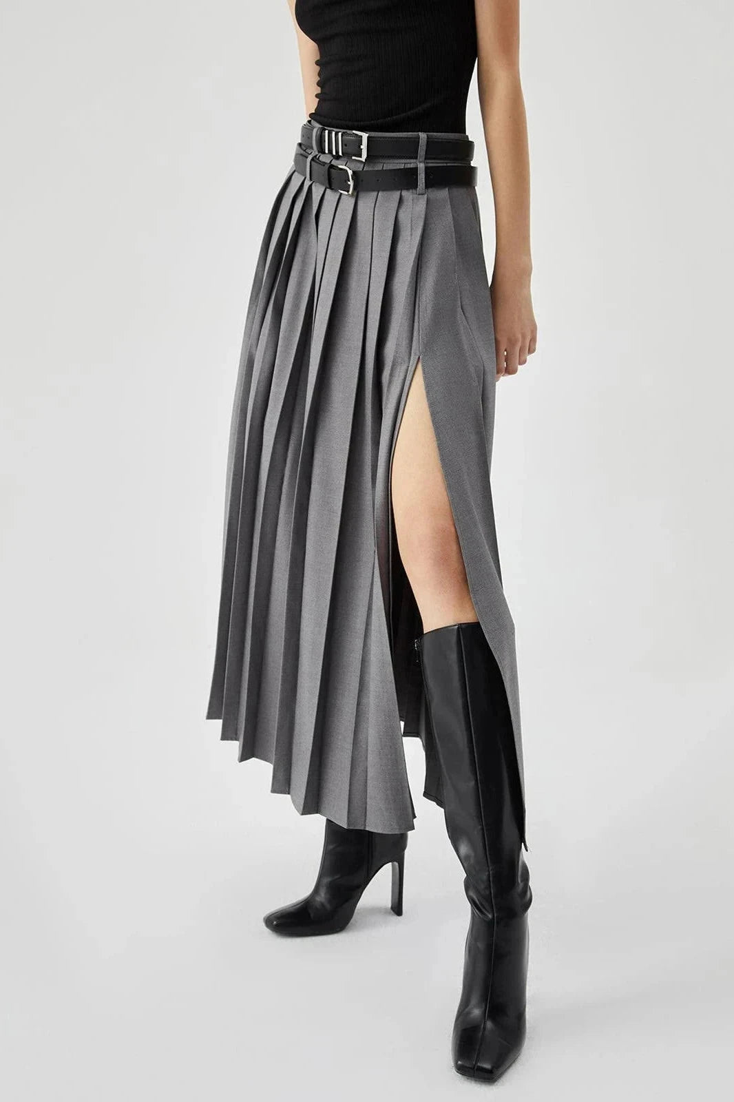 Caitlyn | Geplooide maxirok met split en comfortabele pasvorm 3