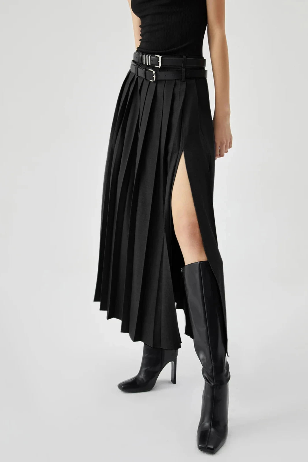 Caitlyn | Geplooide maxirok met split en comfortabele pasvorm 4