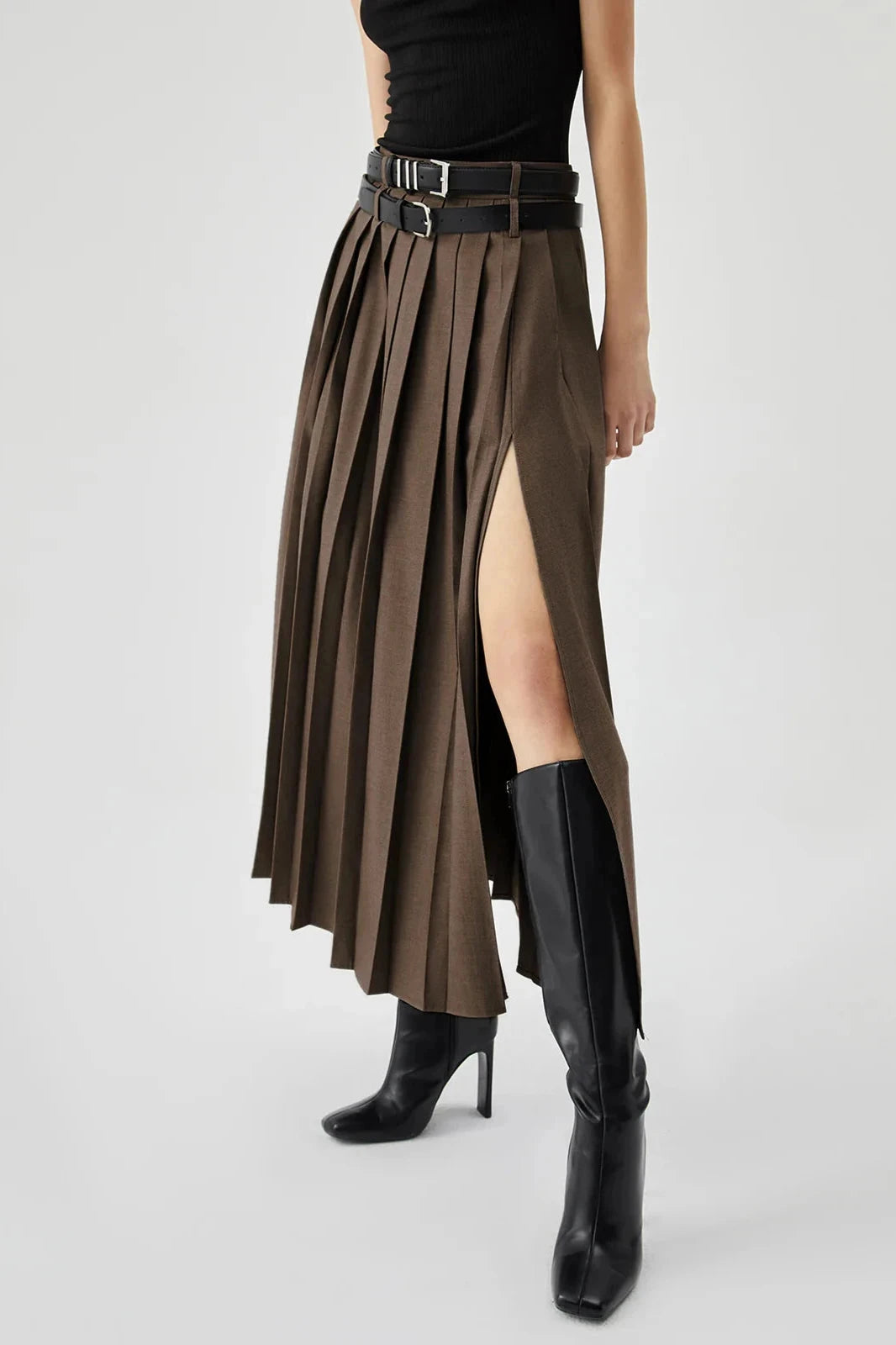Caitlyn | Geplooide maxirok met split en comfortabele pasvorm 5