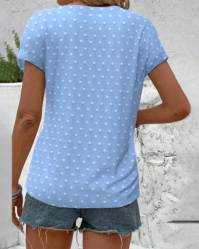 Casual Blouse Met Knopenrij En V-Hals | Navando