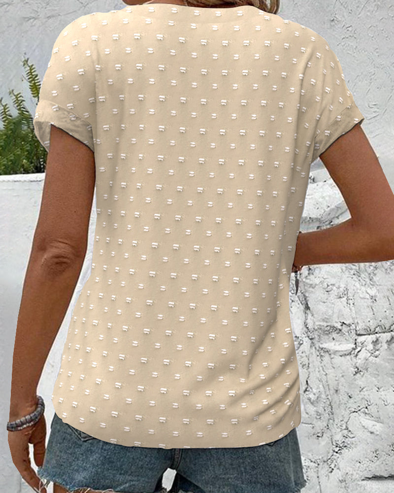 Casual Blouse Met Knopenrij En V-Hals | Navando