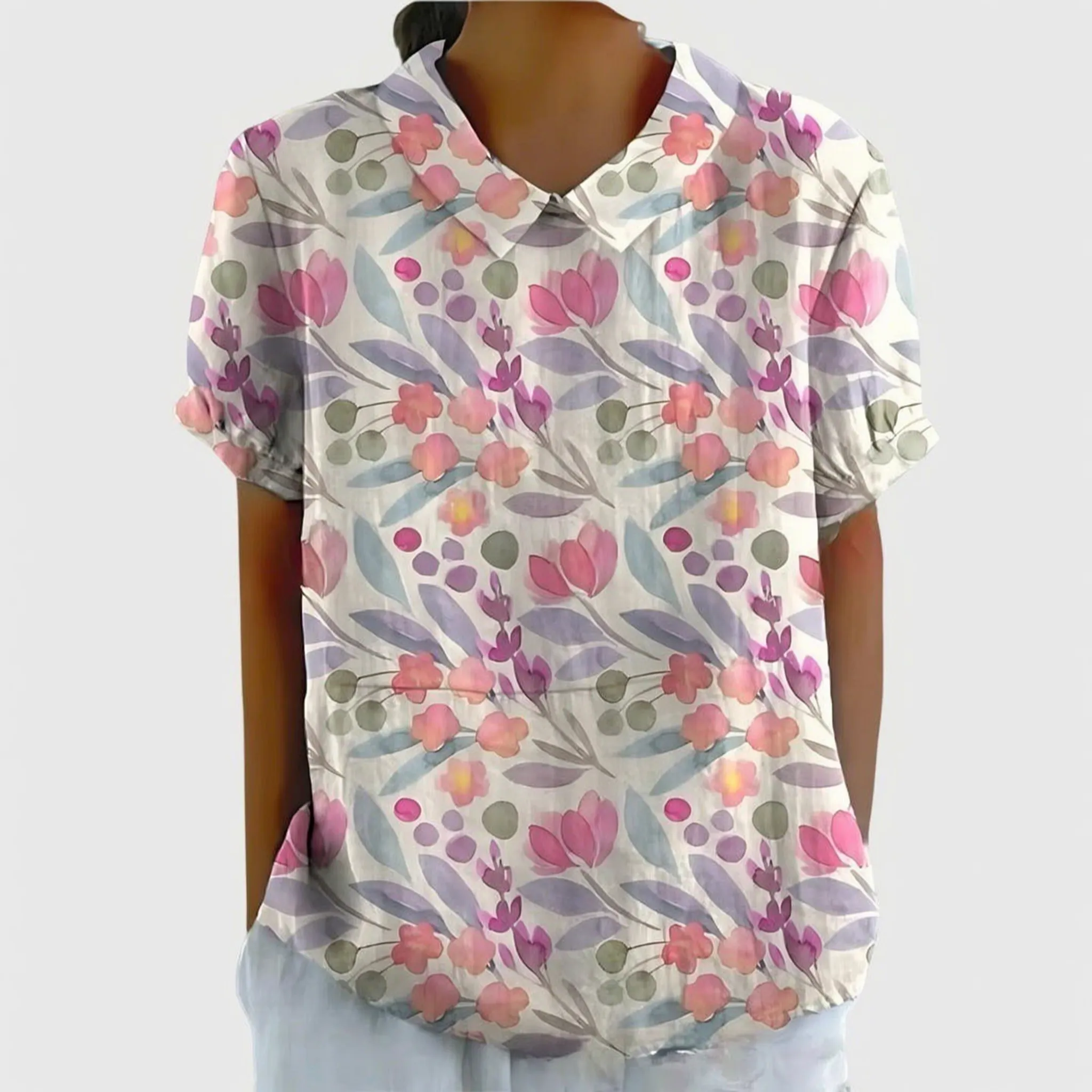 Casual Blouse Met Korte Mouwen | Navando