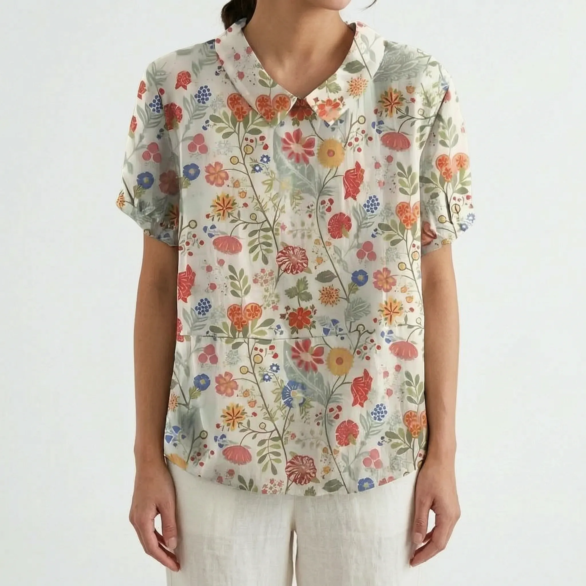 Casual Blouse Met Korte Mouwen | Navando
