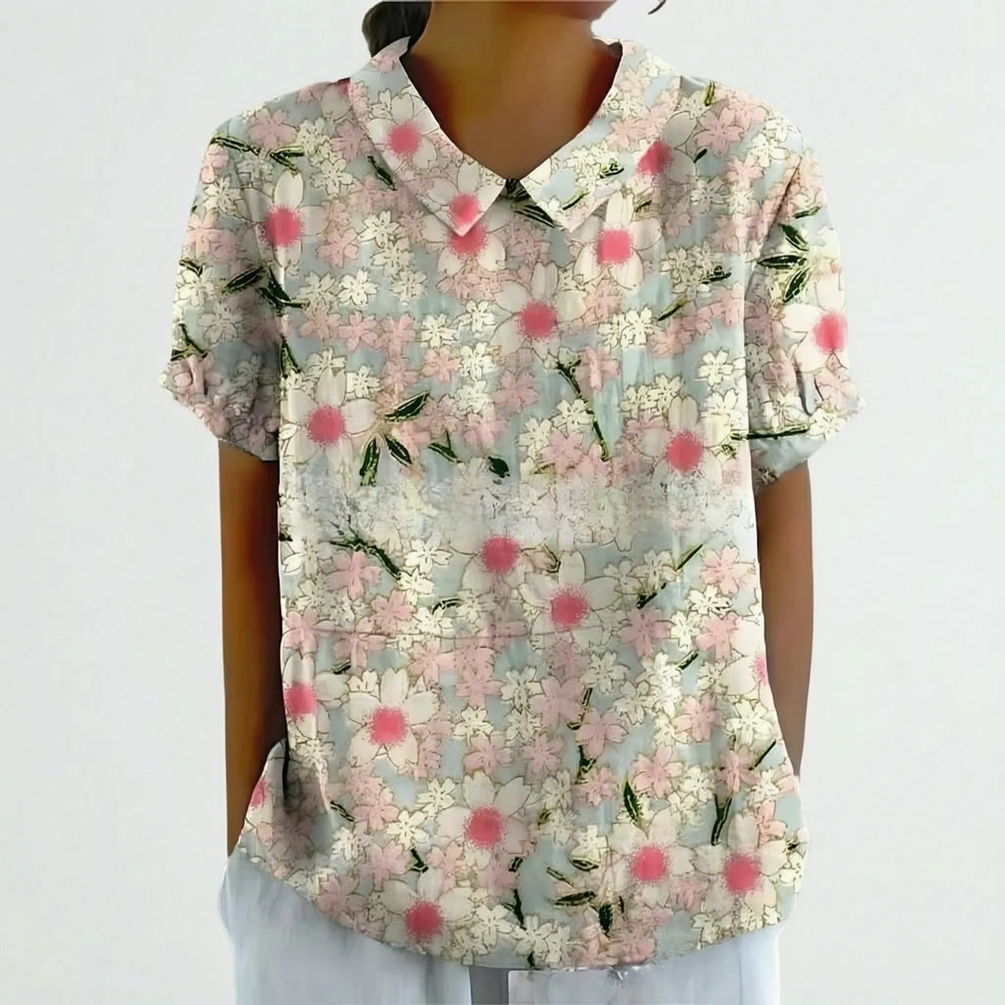 Casual Blouse Met Korte Mouwen | Navando