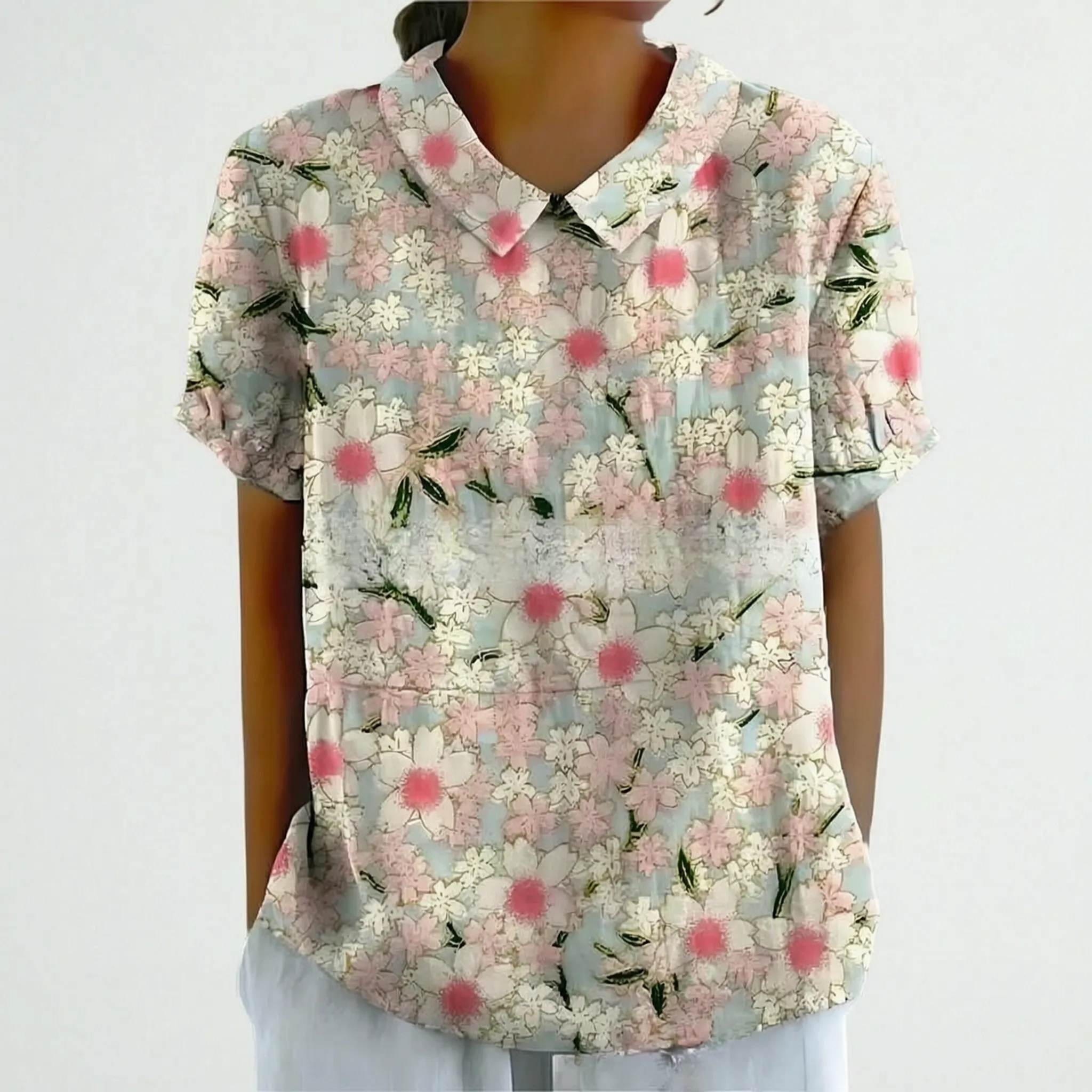 Casual Blouse Met Korte Mouwen | Navando