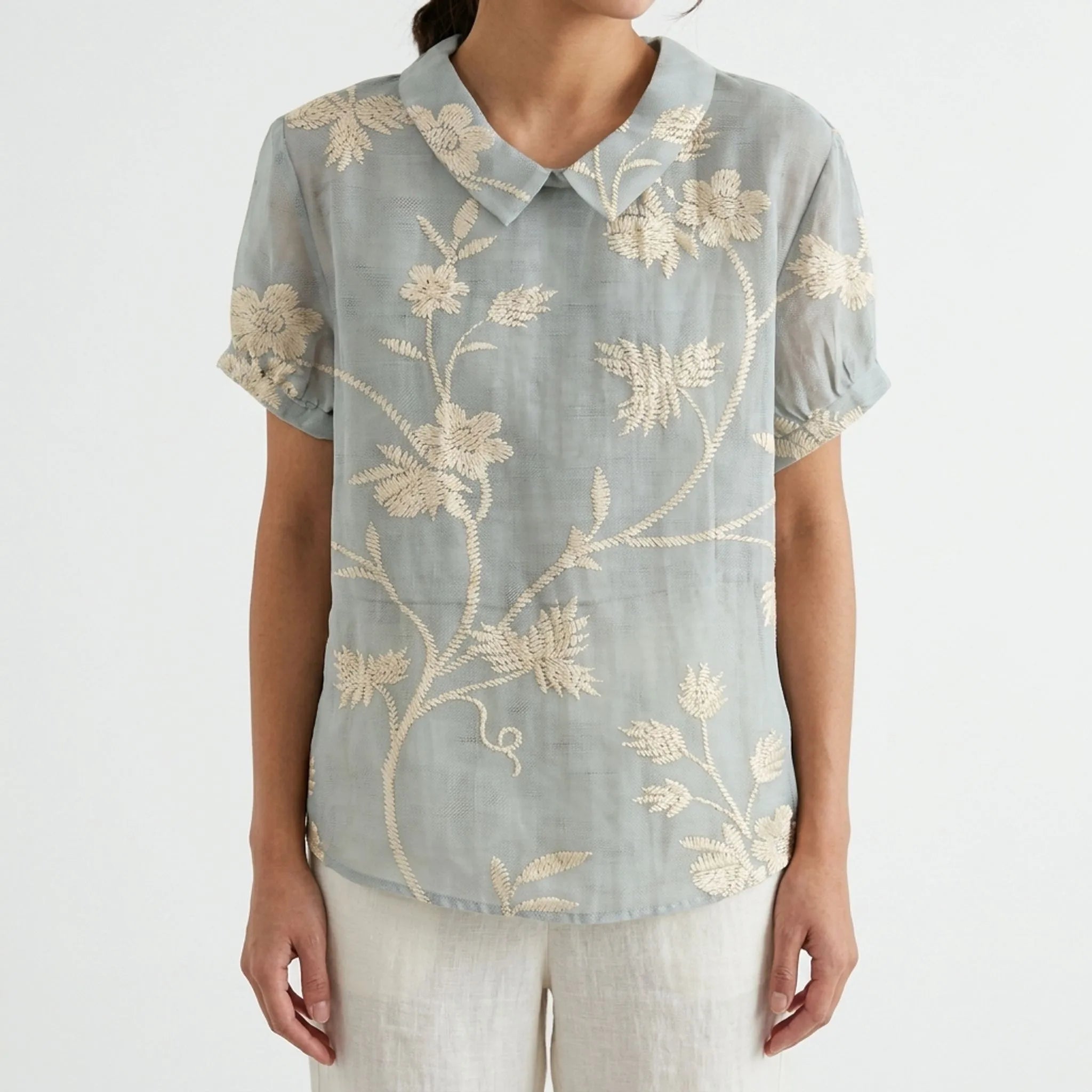 Casual Blouse Met Korte Mouwen | Navando