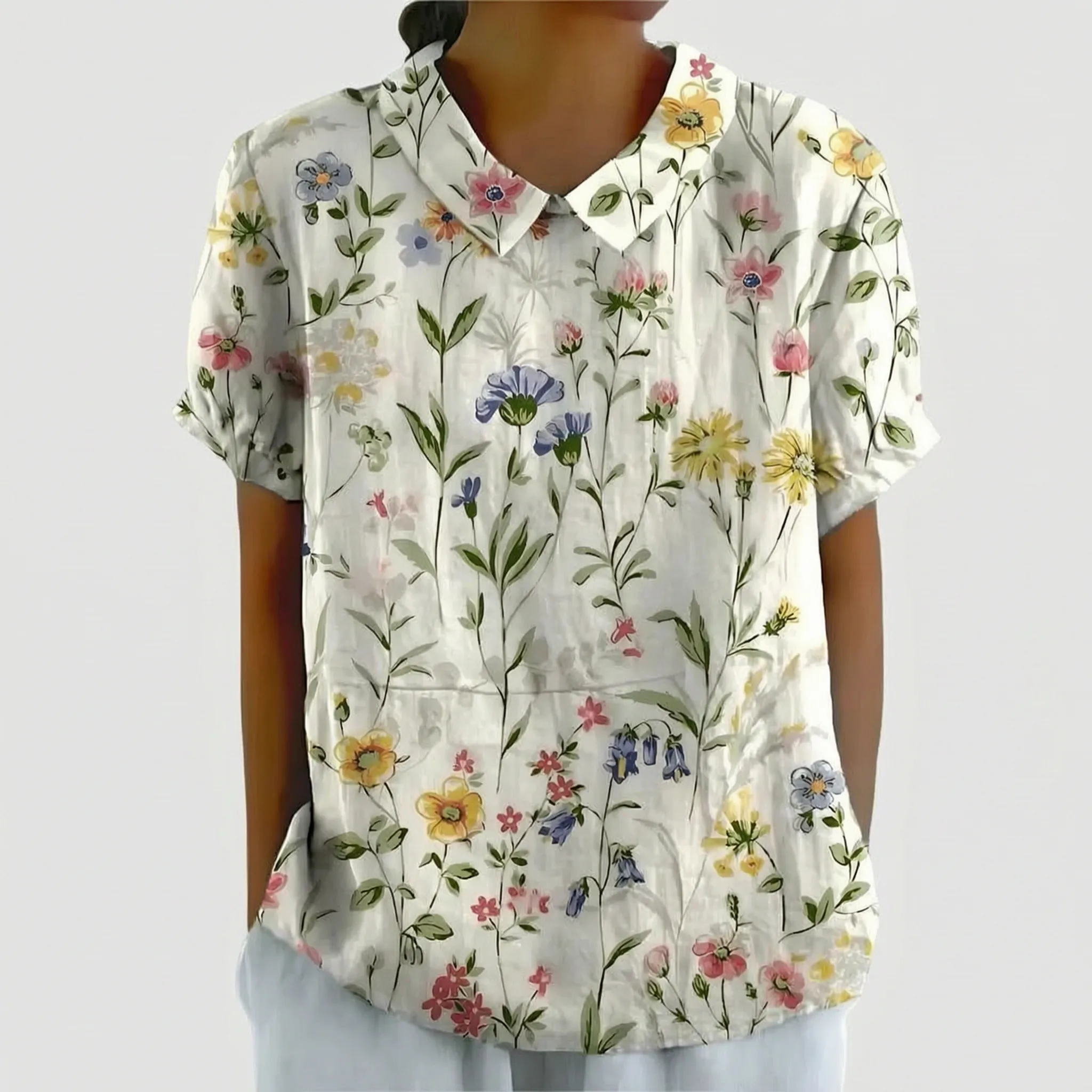 Casual Blouse Met Korte Mouwen | Navando