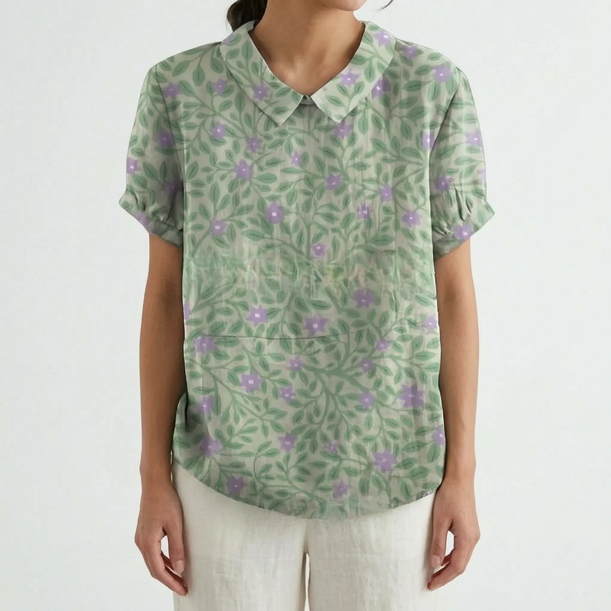 Casual Blouse Met Korte Mouwen | Navando