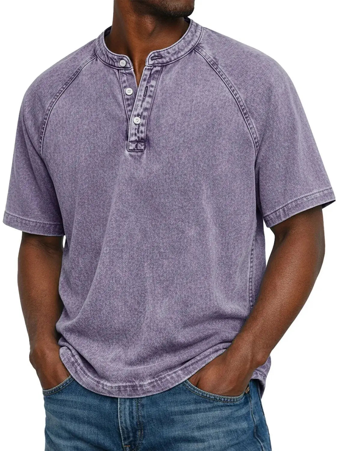 Casual Henley Shirt Met Korte Mouwen | Navando