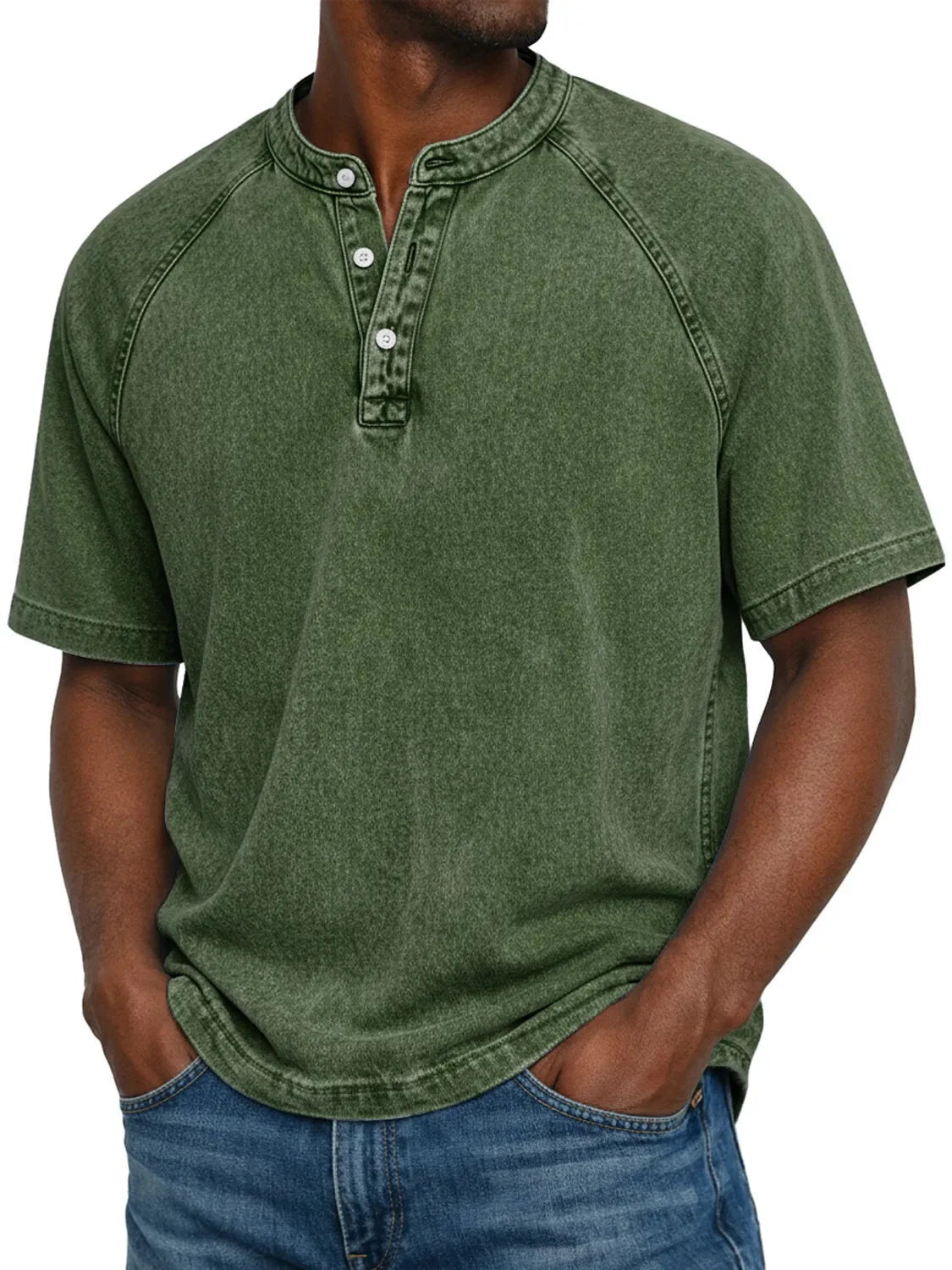 Casual Henley Shirt Met Korte Mouwen | Navando