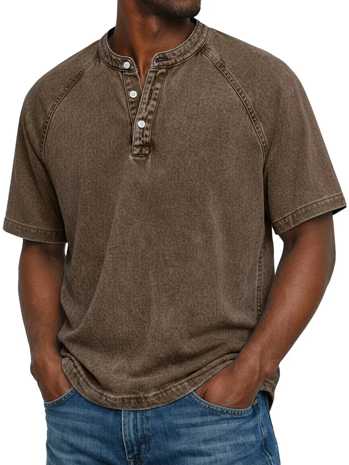 Casual Henley Shirt Met Korte Mouwen | Navando