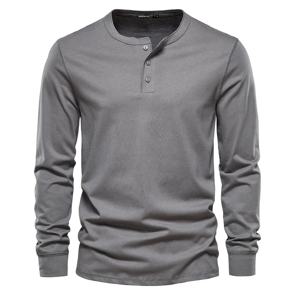 Casual Henley Shirt Met Lange Mouwen | Navando