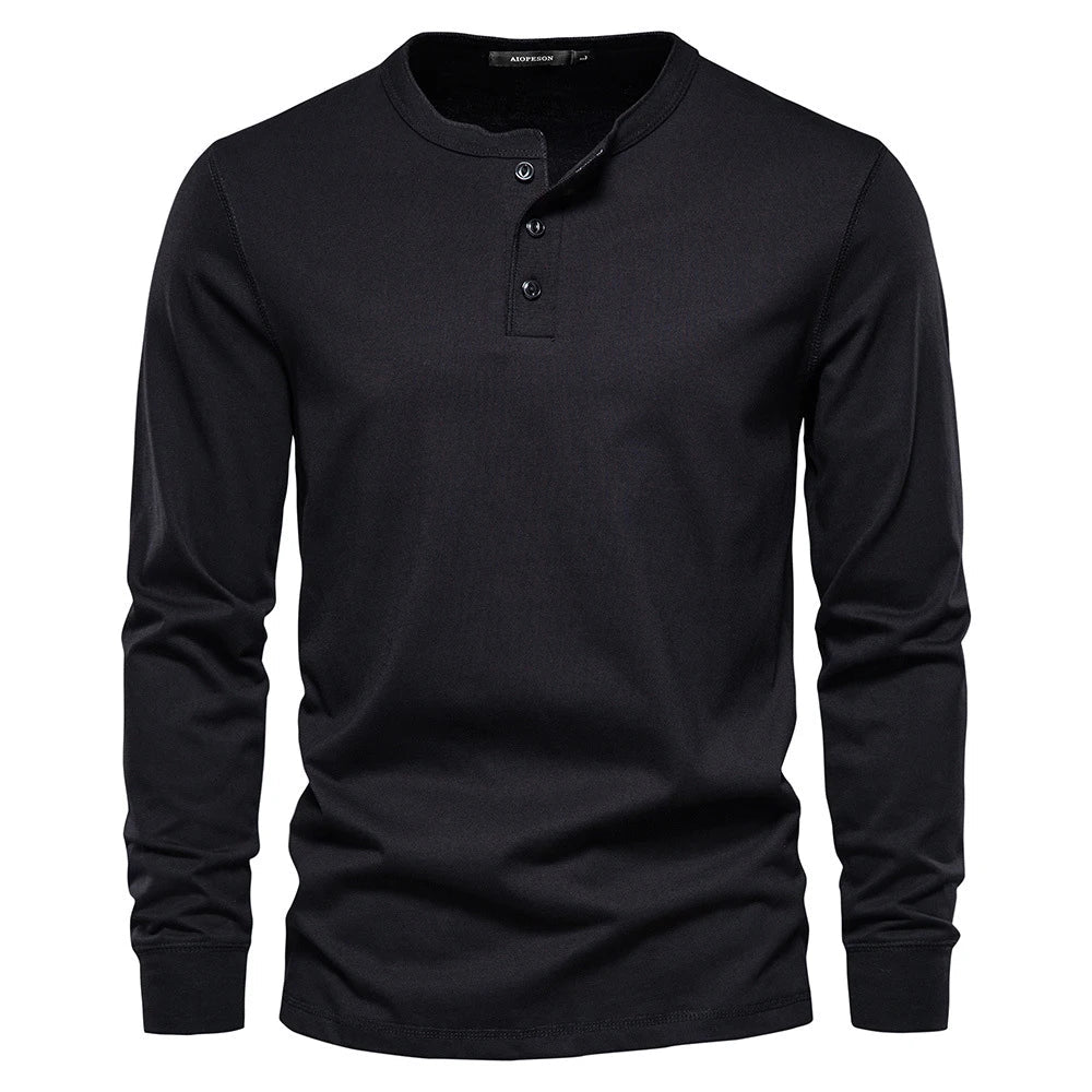 Casual Henley Shirt Met Lange Mouwen | Navando