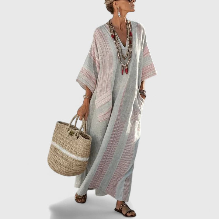 Casual Maxi-Jurk Met V-Hals | Navando