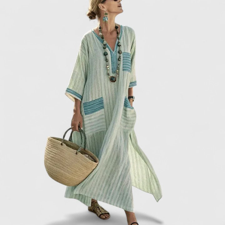 Casual Maxi-Jurk Met V-Hals | Navando