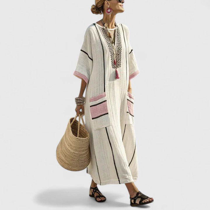 Casual Maxi-Jurk Met V-Hals | Navando