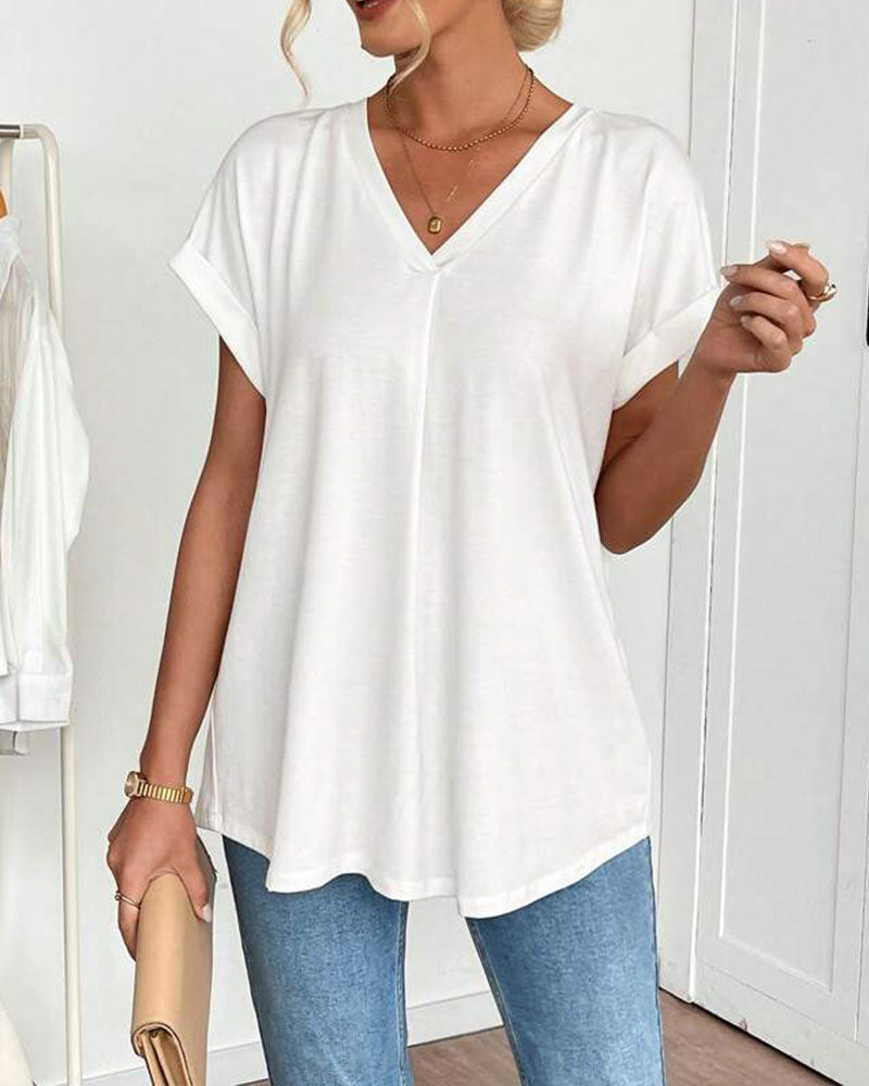 Casual T-Shirt Met Geplooide Achterkant | Navando