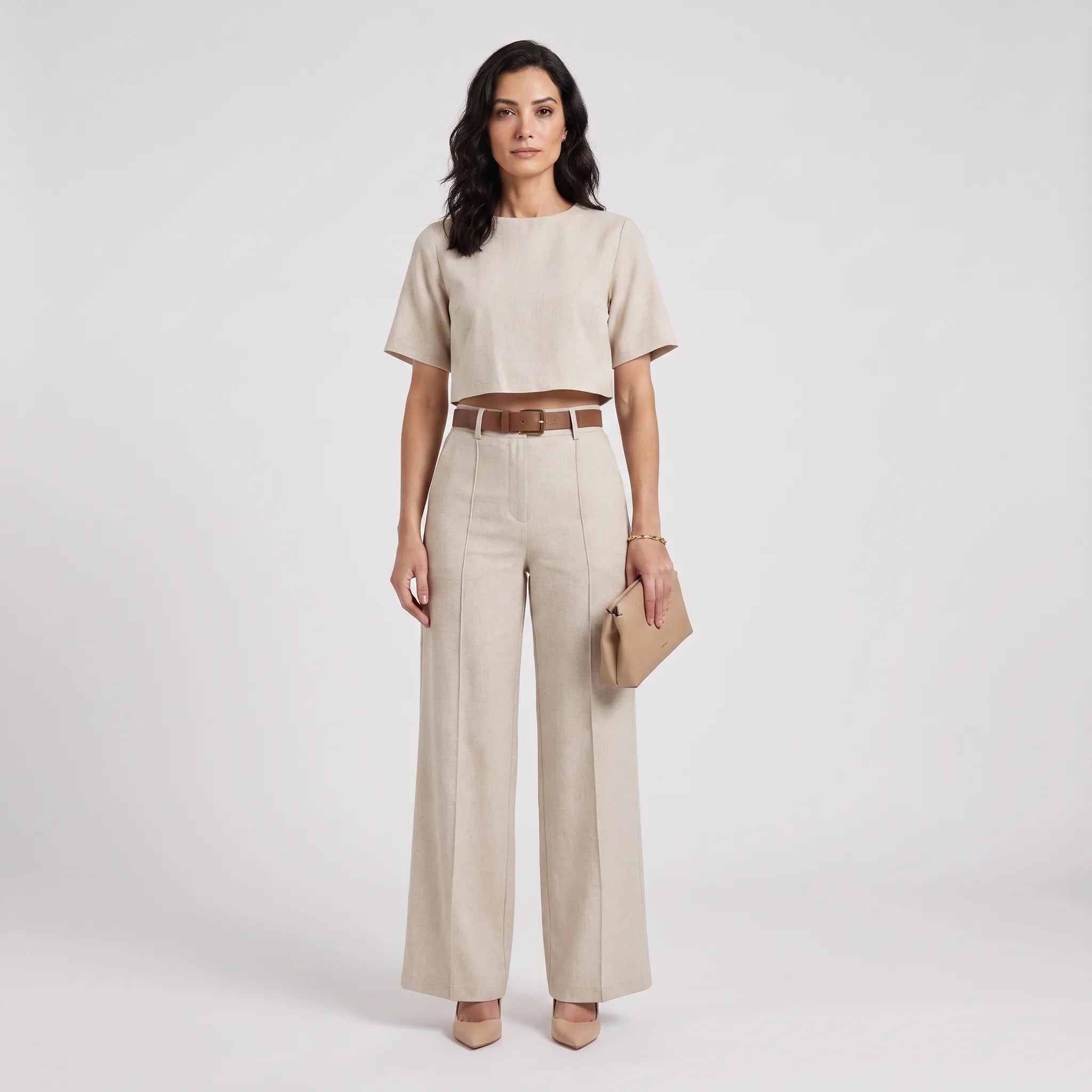 Casual Tweedelige Set Met Wijde Pijpen | Navando