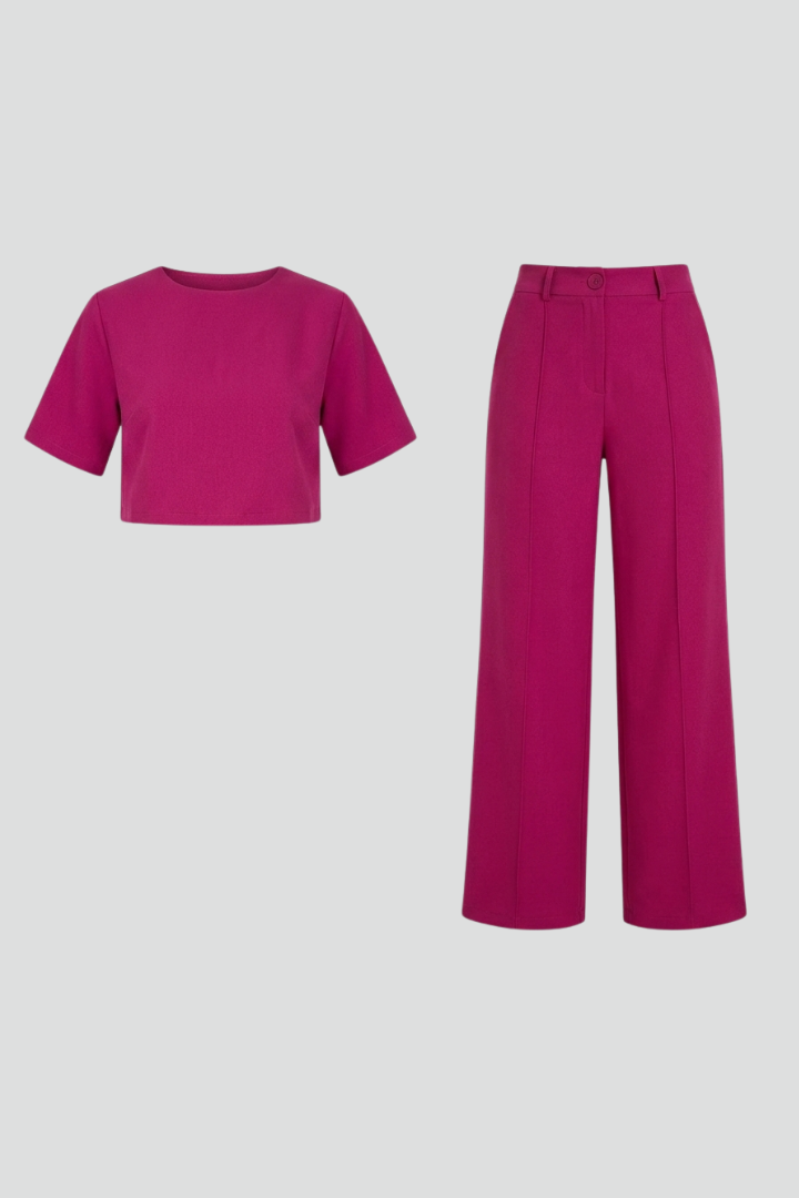 Casual Tweedelige Set Met Wijde Pijpen | Navando