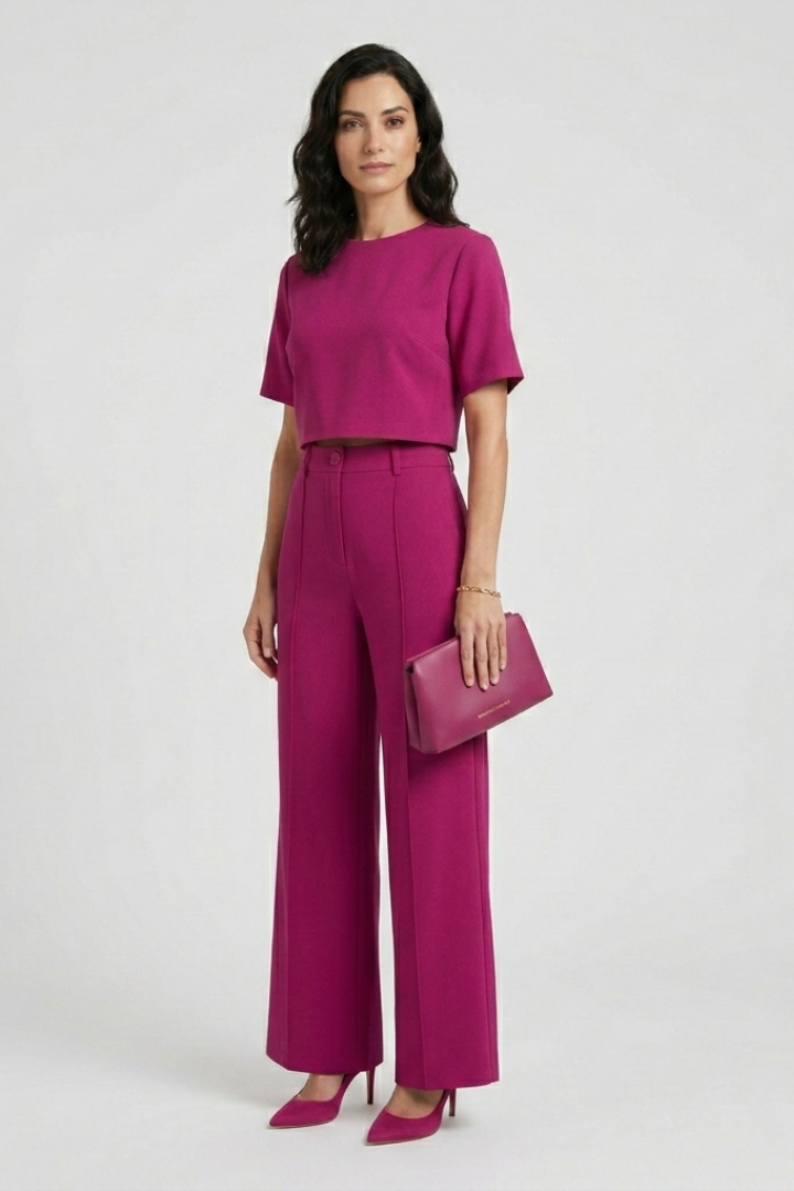 Casual Tweedelige Set Met Wijde Pijpen | Navando