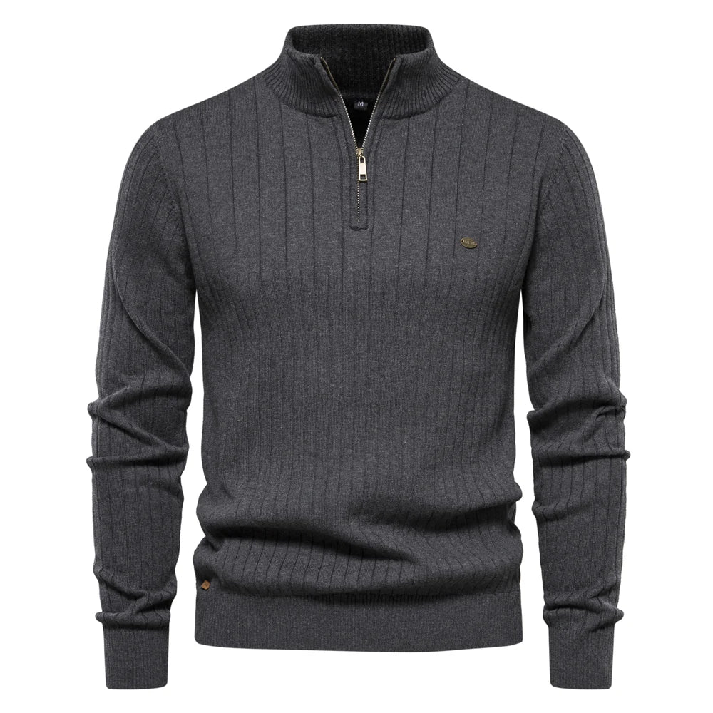 Casual | Rits pullover trui met staande kraag 9