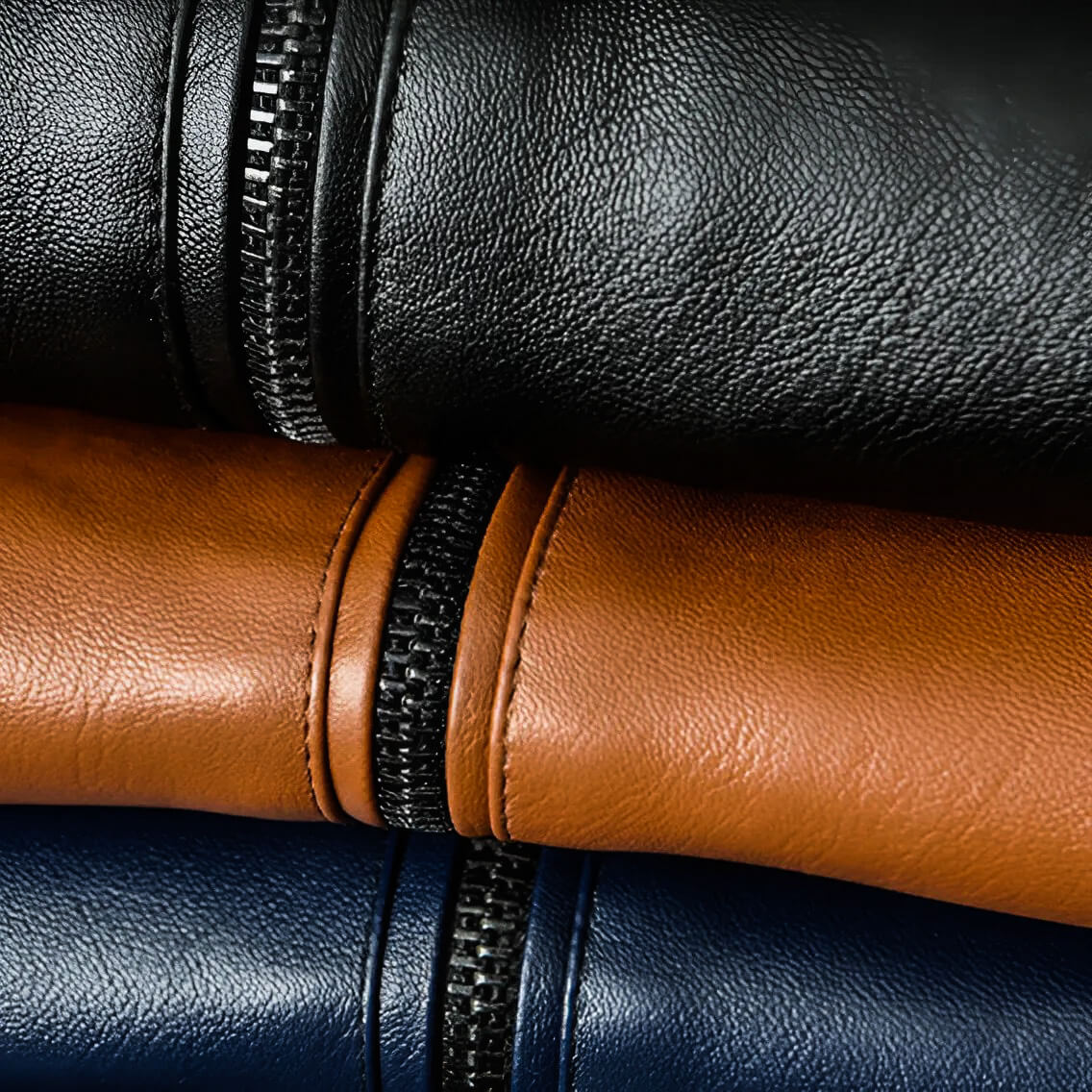 Design italien avec veste en cuir écologique doublée et confortable pour hommes
