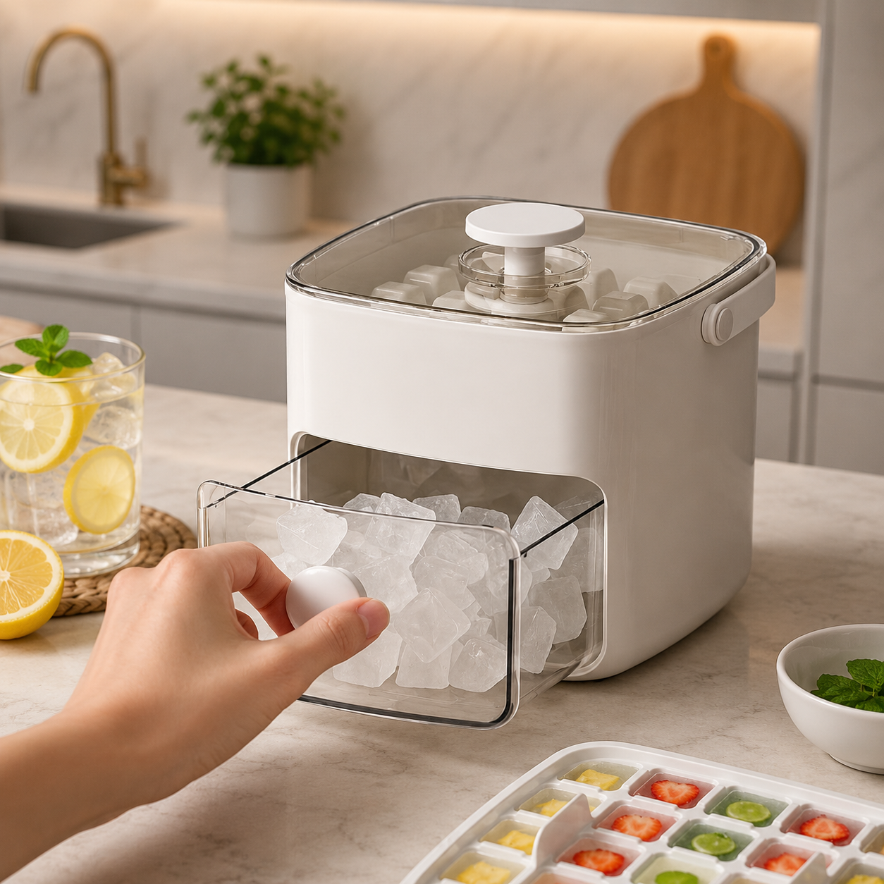 Compacte Ijsblokjesmaker voor IJskoffie en Cocktails | Navando