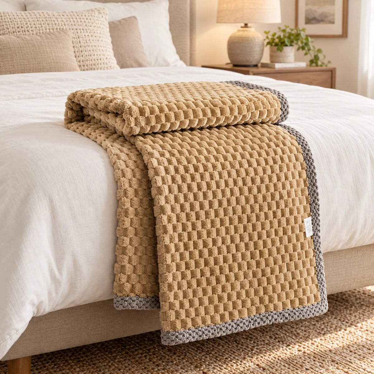 Diede | Gebreide Plaid Met Modern Ruitpatroon