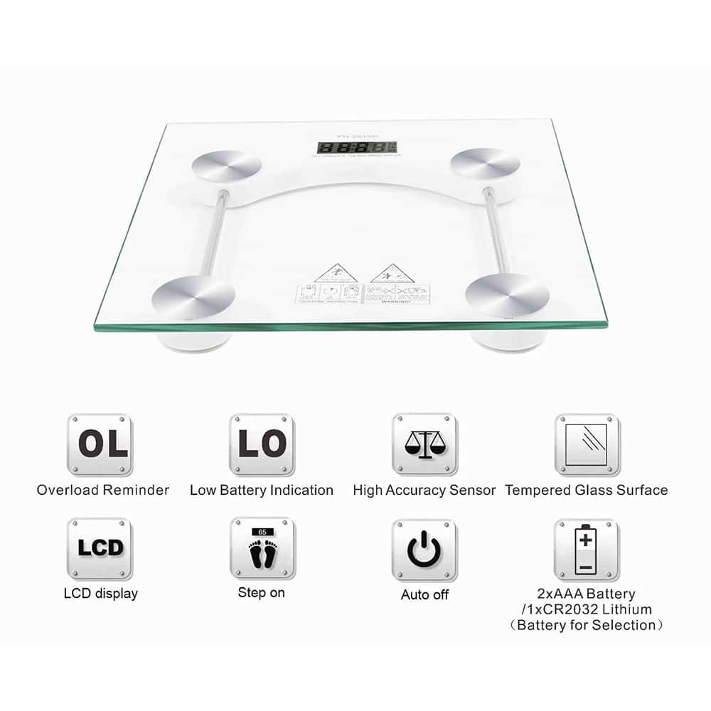 Digitale weegschaal | Transparant glazen platform, 180 kg 2