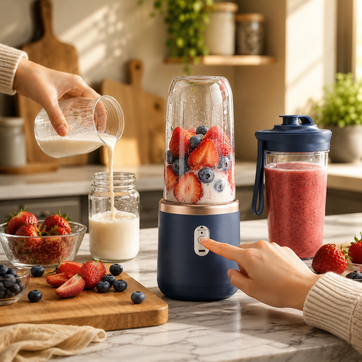 Draagbare Blender Met Twee Bekers | Navando