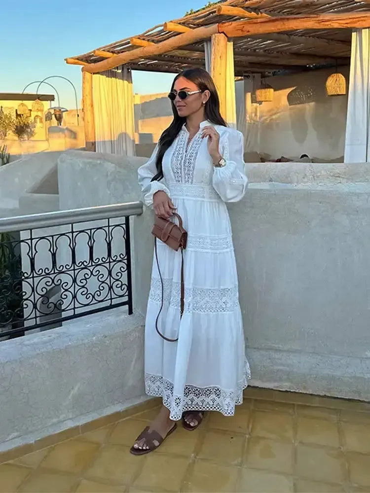 Khloe - Boho Stijlvolle Maxi Jurk met Lange Mouwen voor Dames