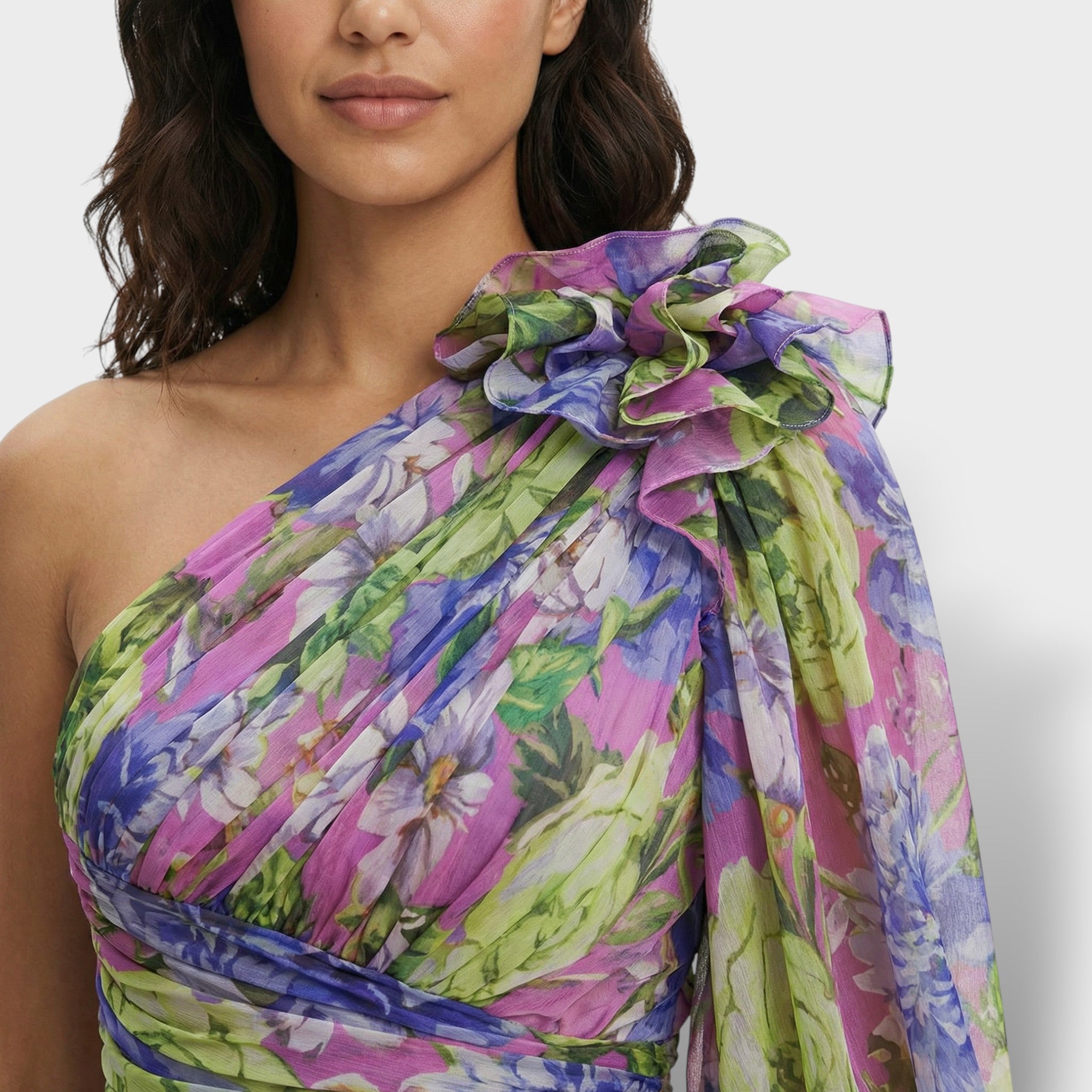 Elegant | Asymmetrische bloemenjurk met vloeiende rok 2