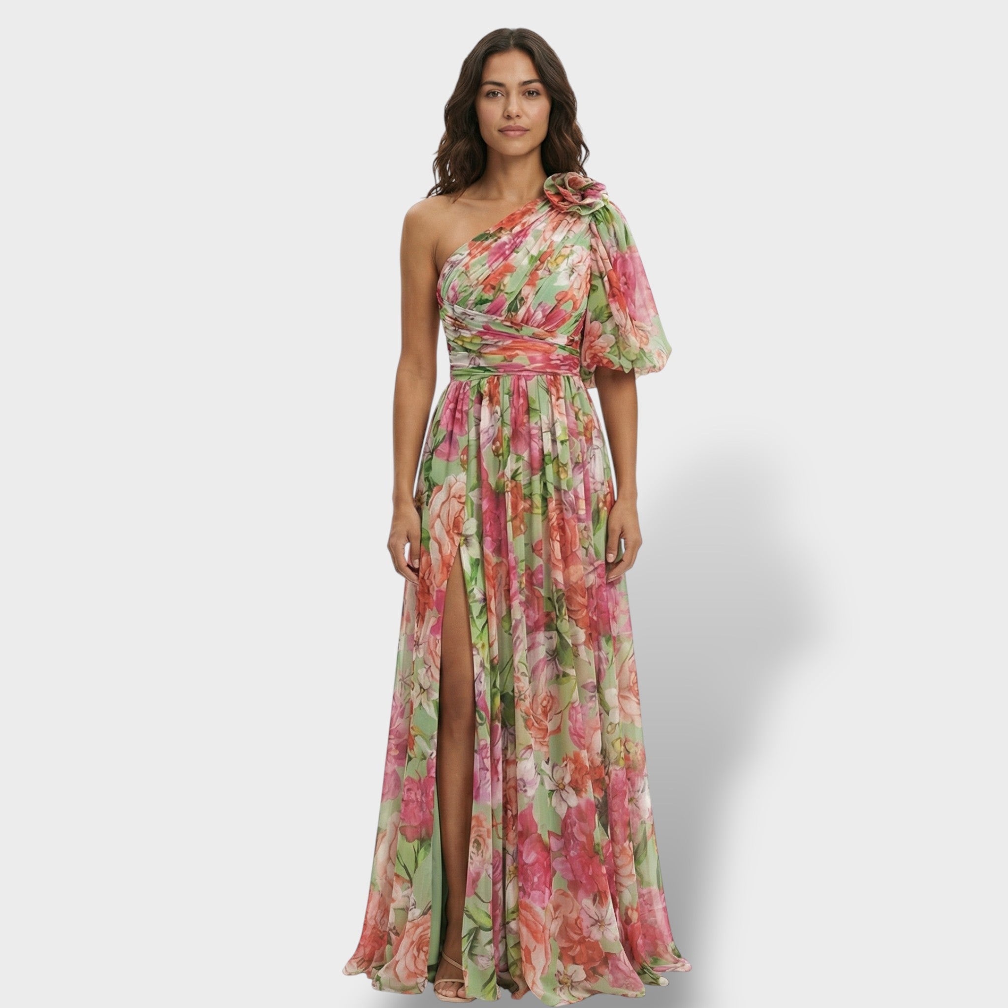 Elegant | Asymmetrische bloemenjurk met vloeiende rok 5