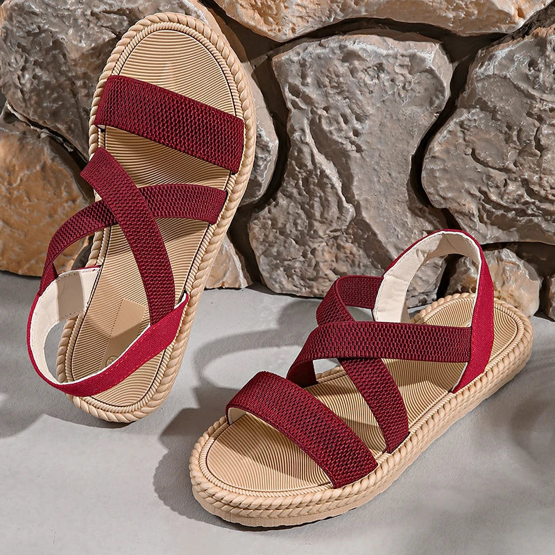 Elegante Beige Espadrilles Met Gekruiste Bandjes | Navando