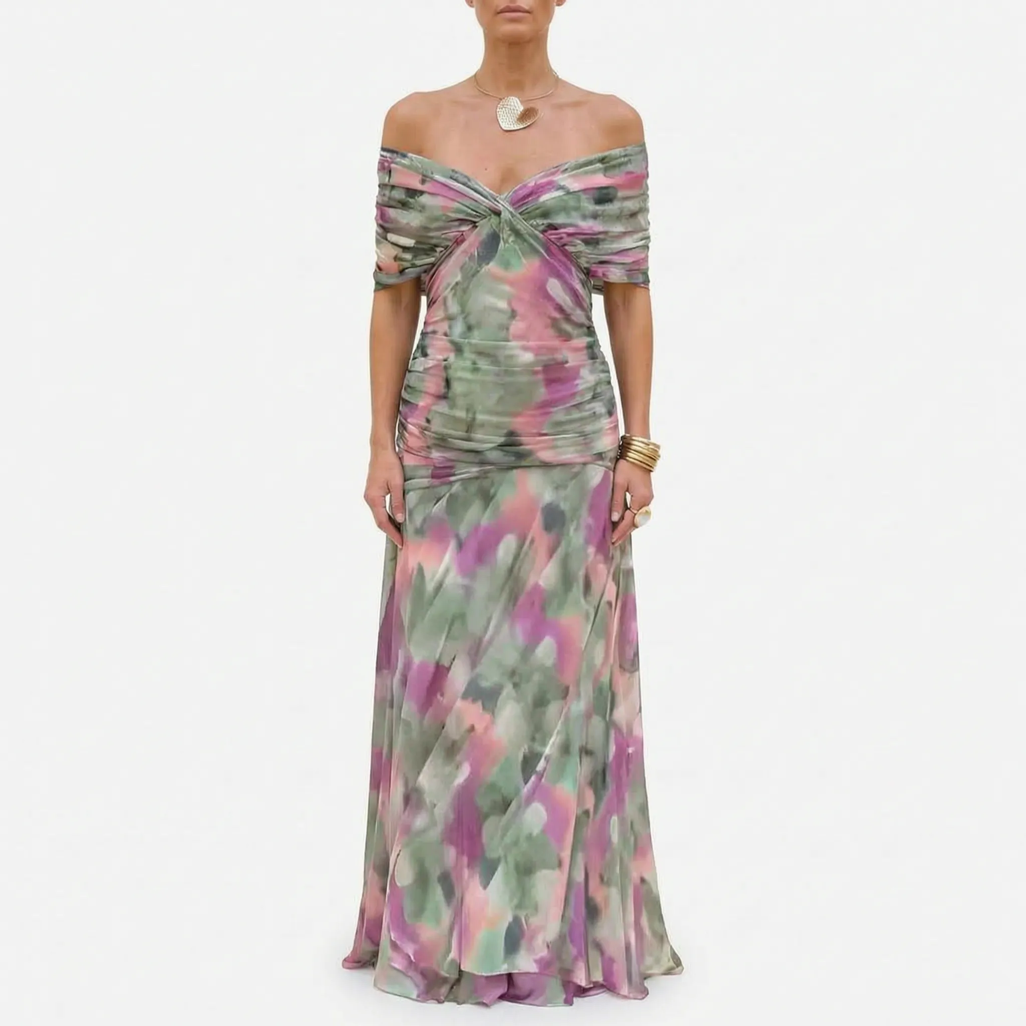 Elegante Geplooide Avondjurk | Navando
