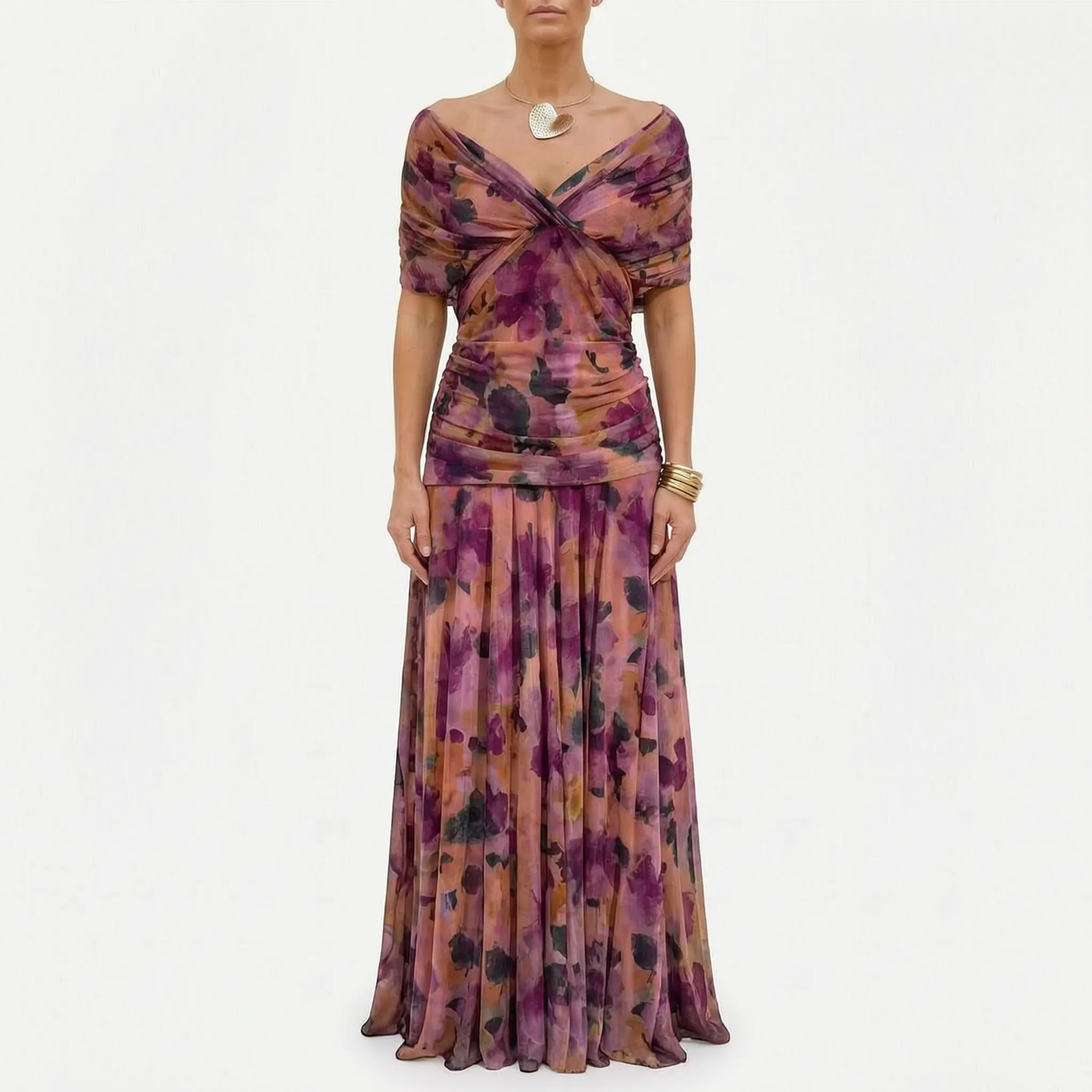 Elegante Geplooide Avondjurk | Navando