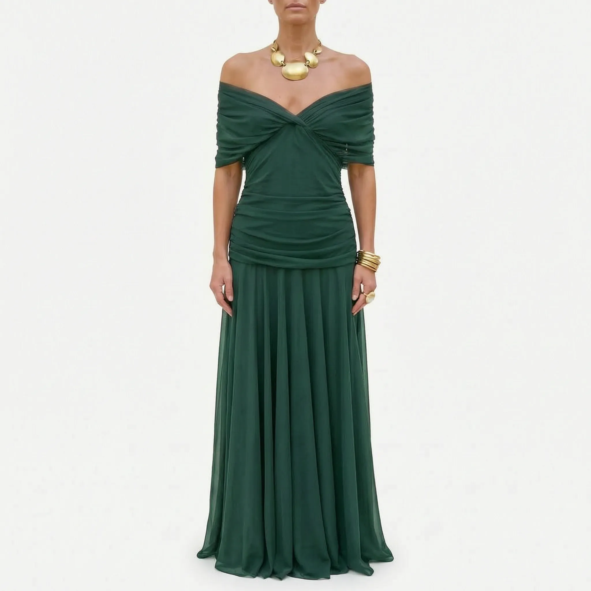 Elegante Geplooide Avondjurk | Navando