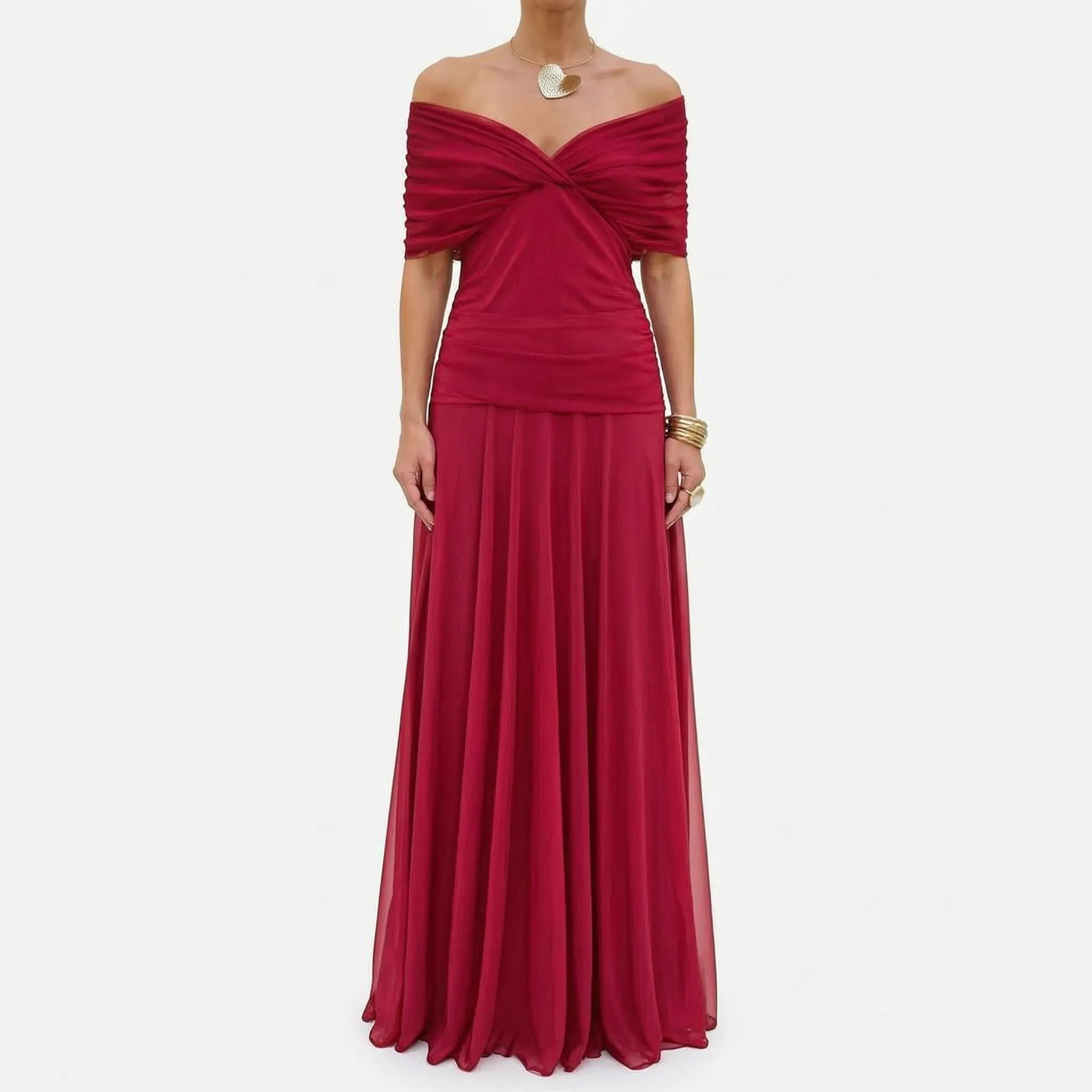 Elegante Geplooide Avondjurk | Navando